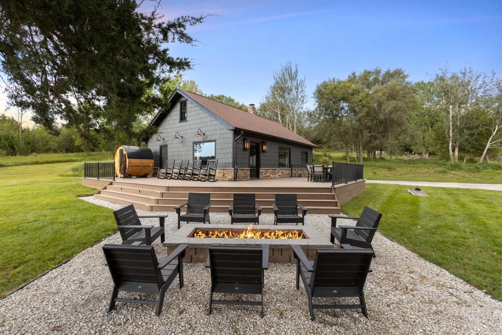 Renovated ranch house, deck, sauna, and fire pit